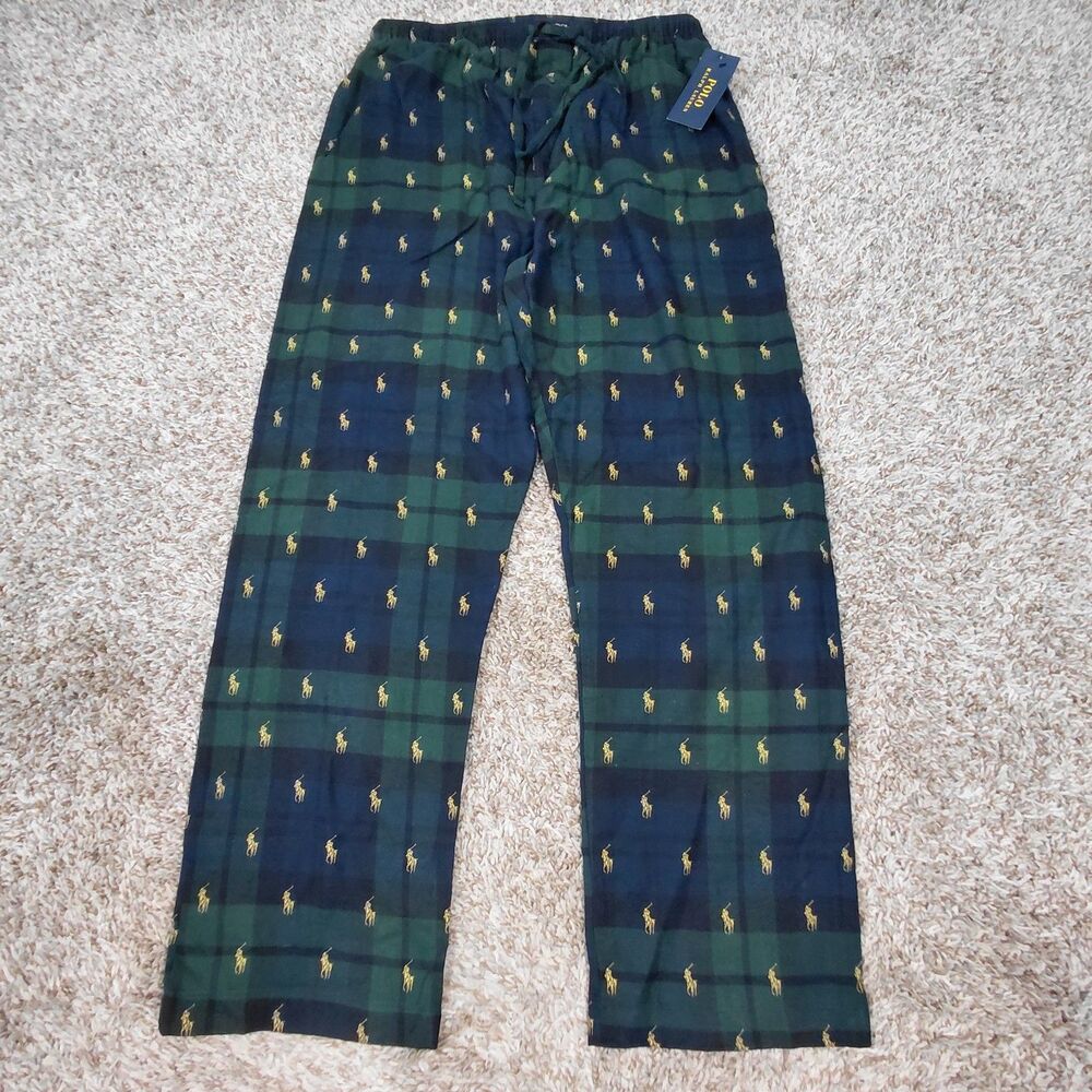 NEW Polo Ralph Lauren Pajama Pants Mens Large Pony Sleepwear Lightweight Flannel
